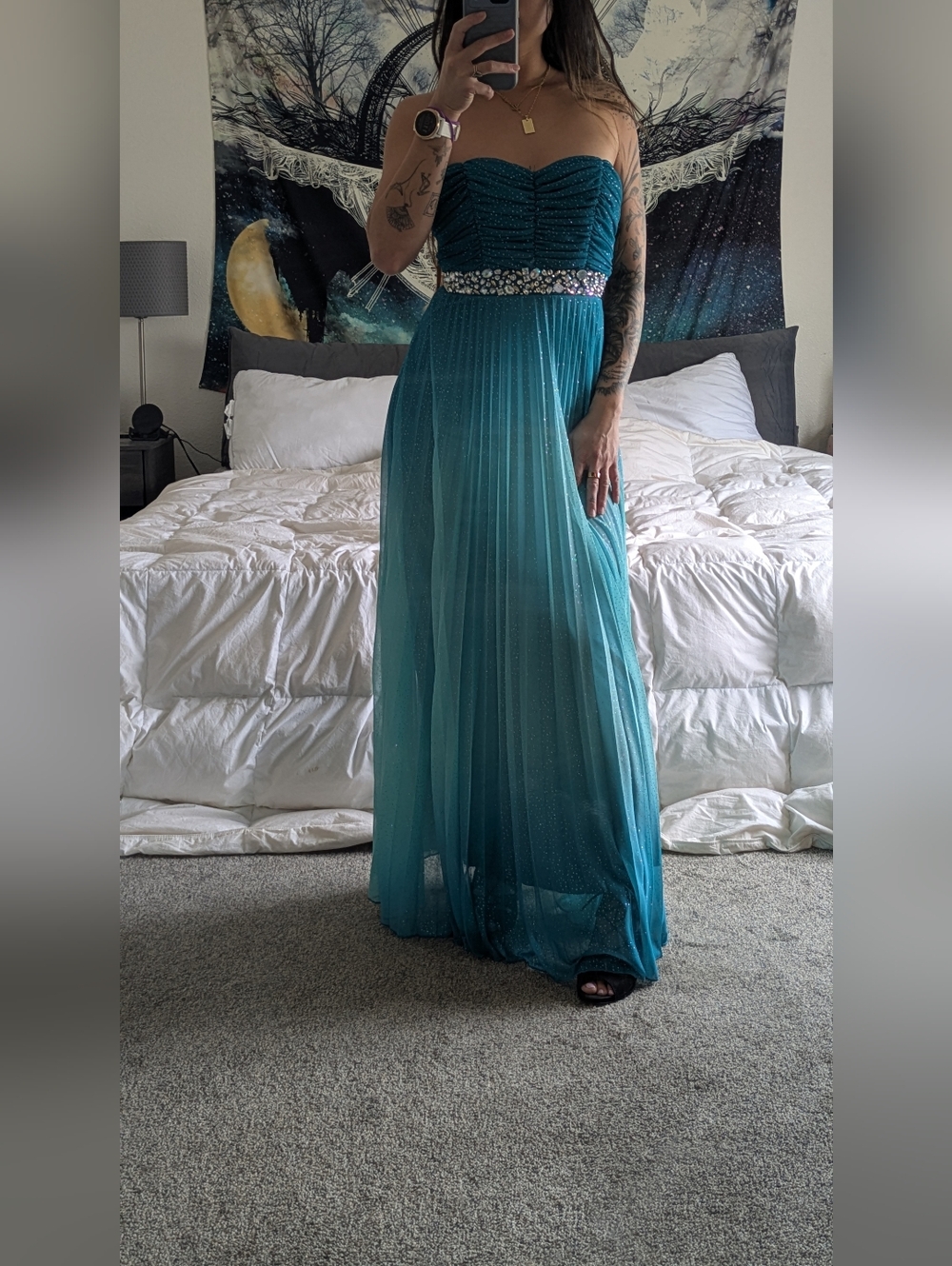 Xtraordinary Teal Blue Dress Top with Pink Logo Tag